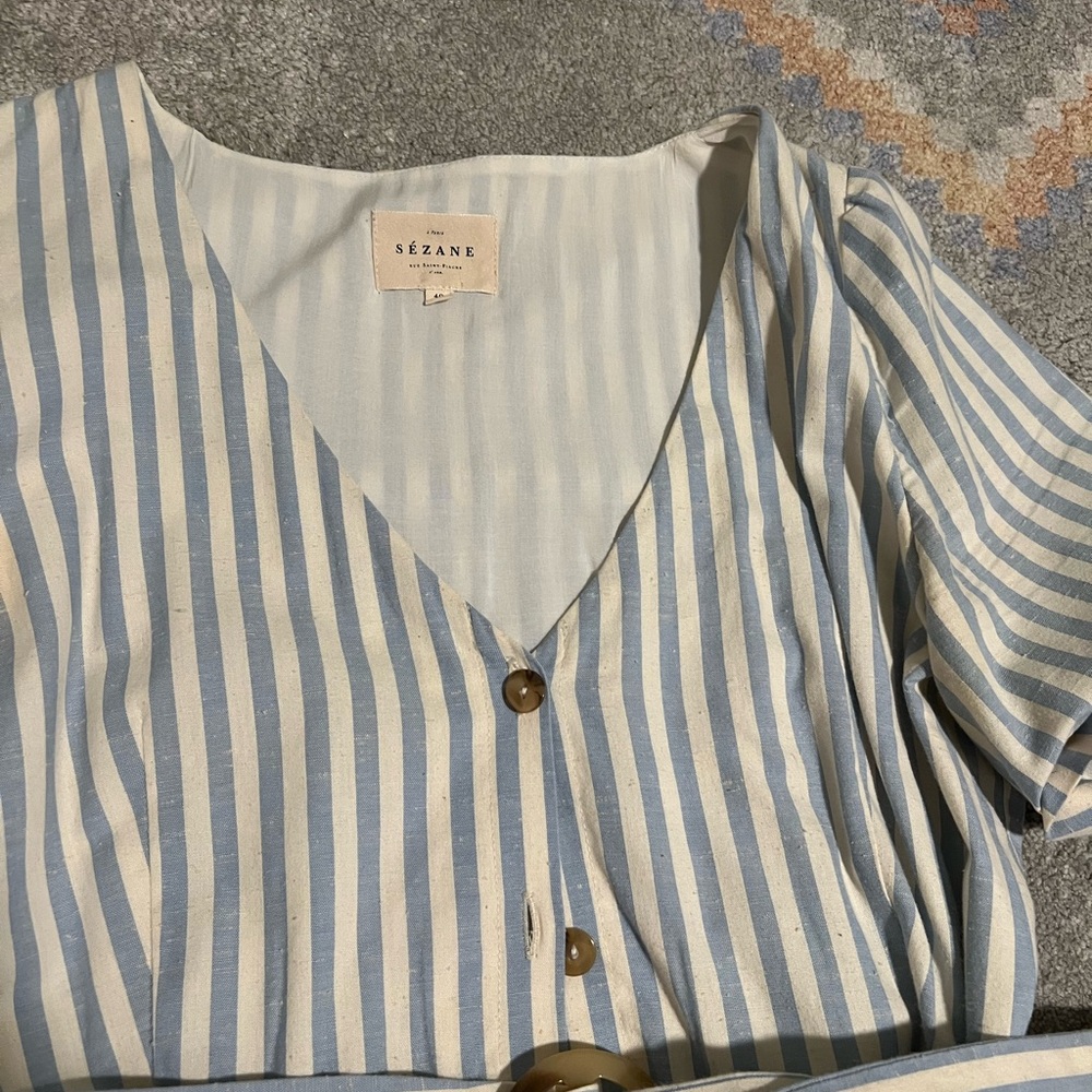 Sézane Blue and White Striped Midi Dress - Picture 3 of 3